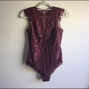 Maroon Lace Body Suit