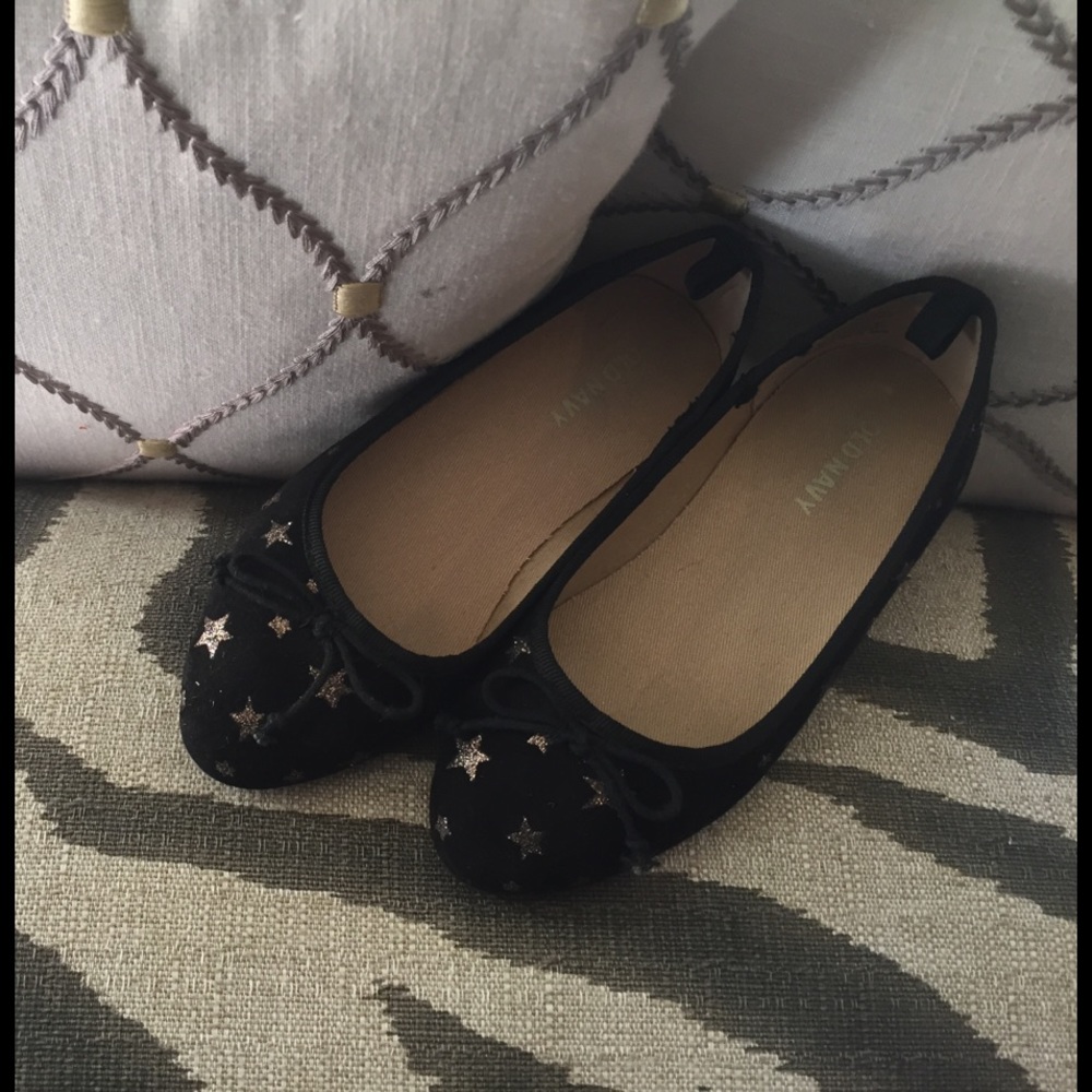Darling  black star velvet ballet flats