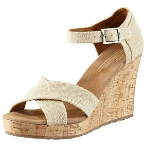 TOMS Women's Natural Cork Wedge Strappy Sandal