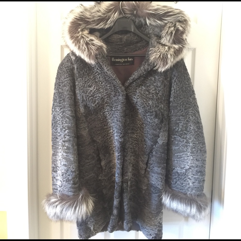 Persian lamb & Silver Fox Flemington Fur Coat