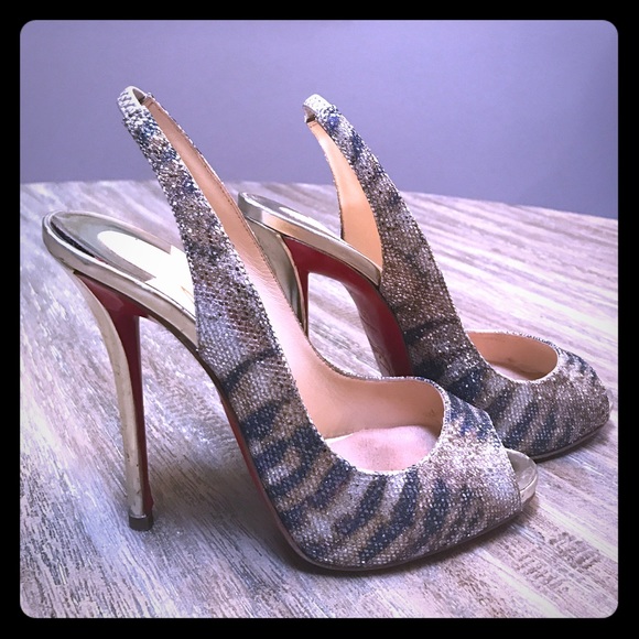 Christian Louboutin Shoes - Christian Louboutin Red Sole Sequin Snakeskin Pump