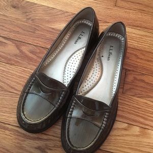 LL Bean Gold Patent Penny Loafer