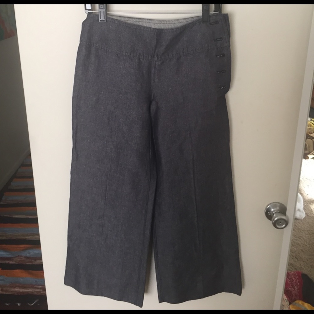 Anthropologie Wide Leg Chambray Sailor Pants