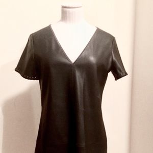 ZARA Faux Leather Whipstitch Detail Dress