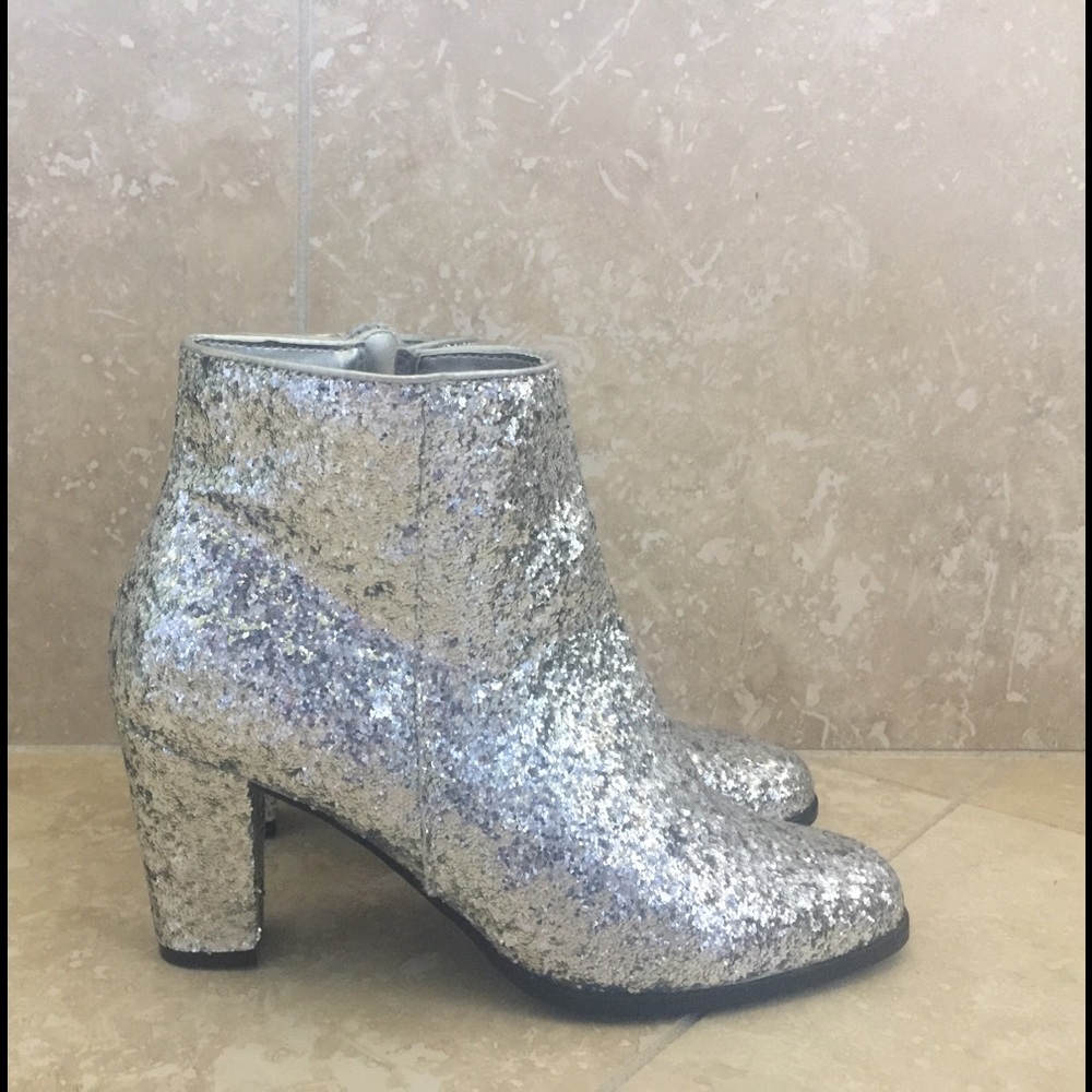 Silver glitter booties