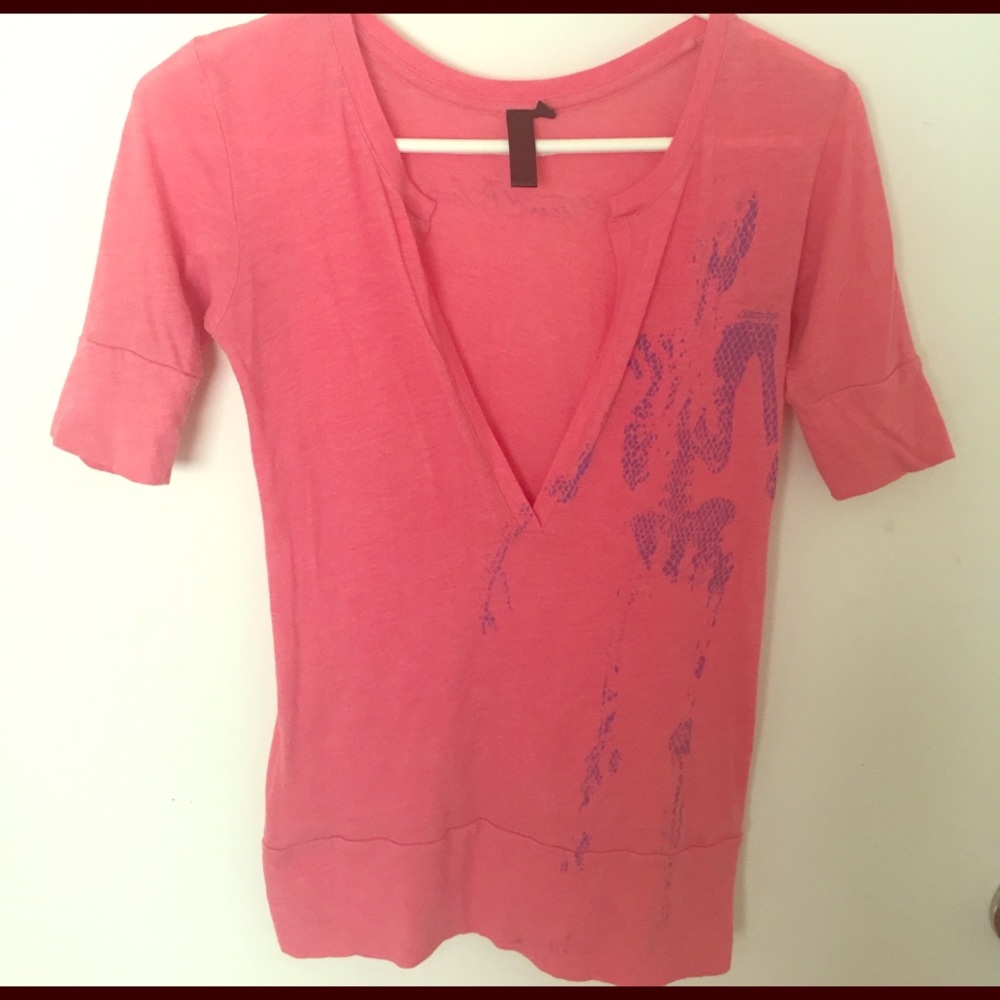 "Viper Black" Salmon v-neck tee, purple skeleton