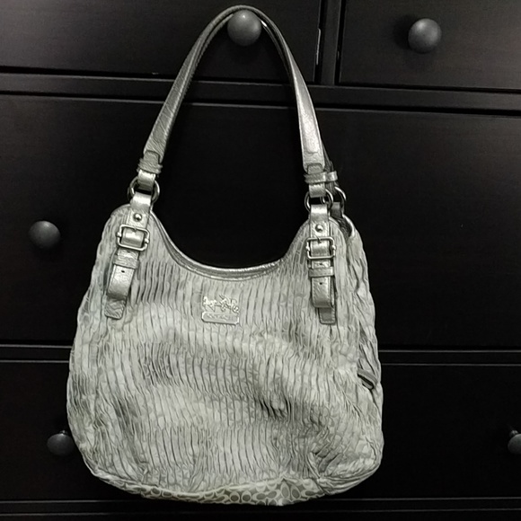 Silver/Gray Coach Purse - Picture 1 of 7