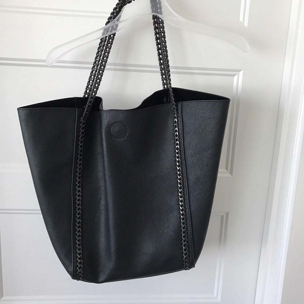 Nordstrom black faux leather tote