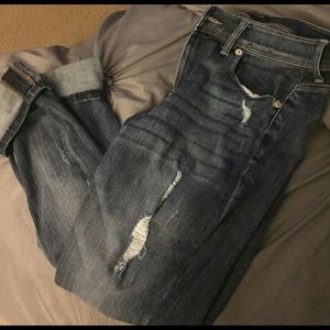 Express dark washed capris