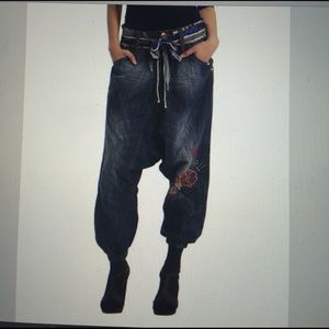 Desigual indigo embroidered Turko harem jeans
