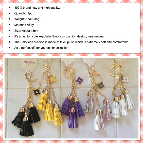 Beautiful Leather Flower Tassel Keychain - Picture 3 of 3