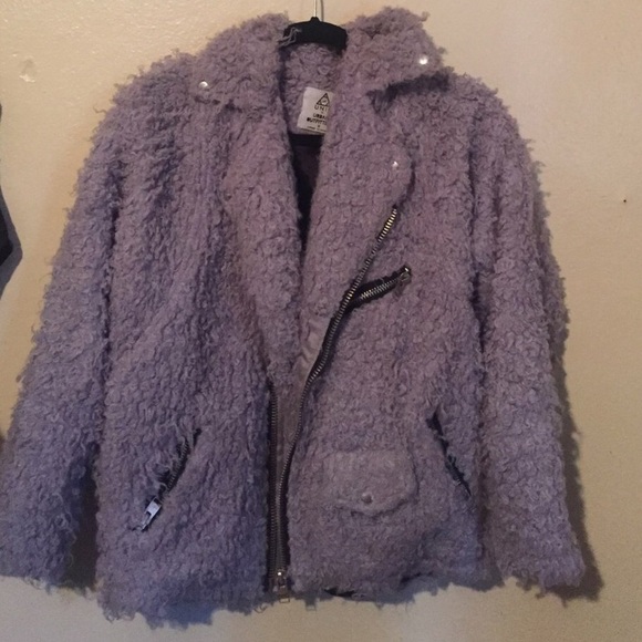 UNIF Jackets & Blazers - UNIF x UO poodle moto lavender grey