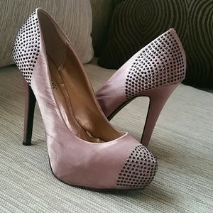 Beautiful Pink with black studded pumps