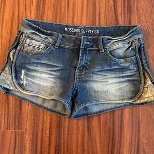 Jean Shorts with Gold Sequin Zipper