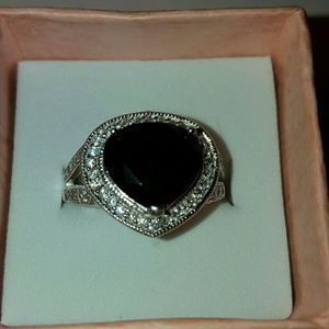 Silver Black Onyx Ring Size 7