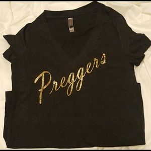 Charcoal grey with gold glitter "preggers" shirt