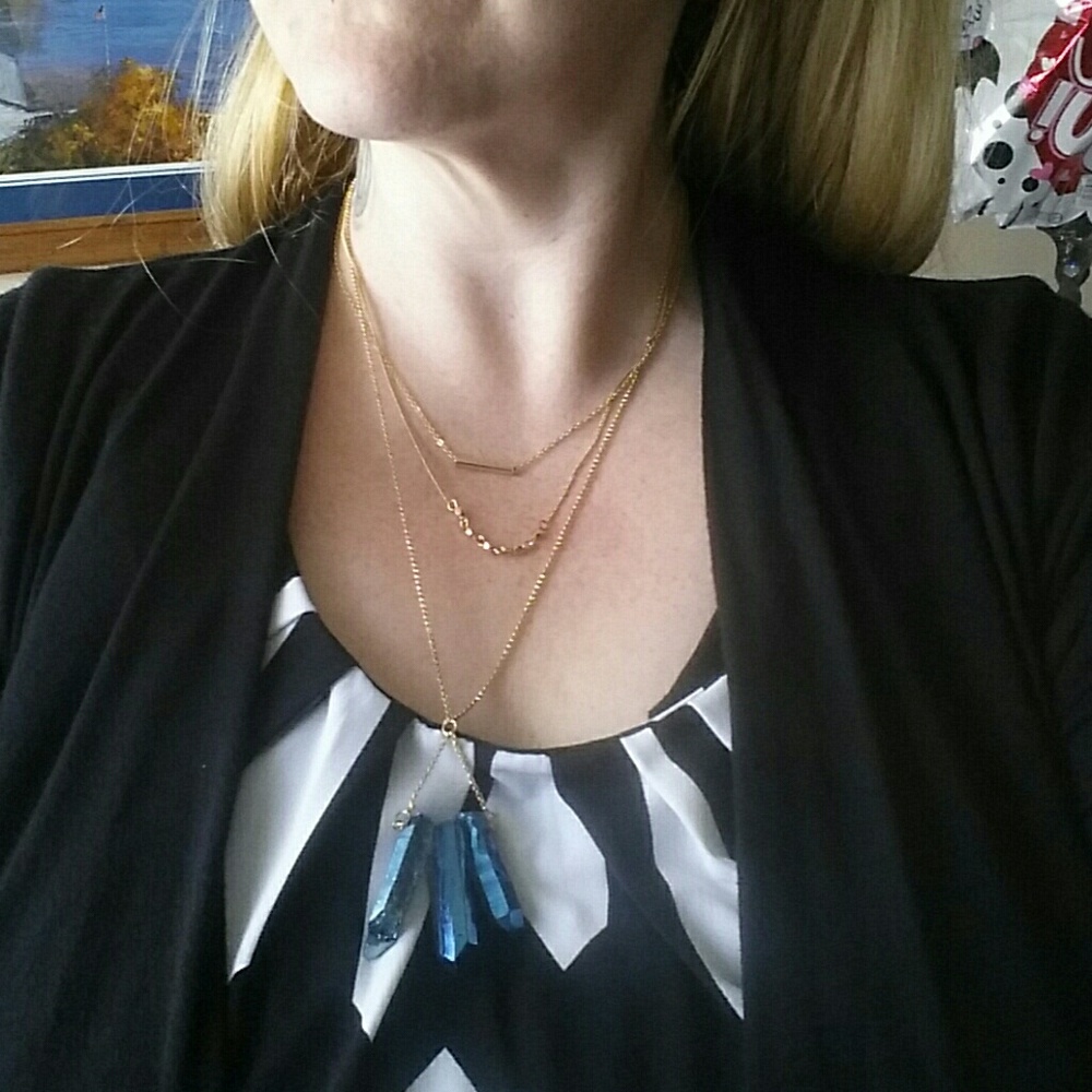 💎3 strand, 3 geodes necklace! Real quartz!💎💖