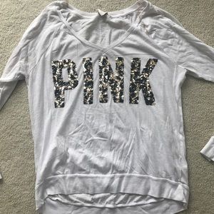 VS PINK Long Sleeve Glitter Top
