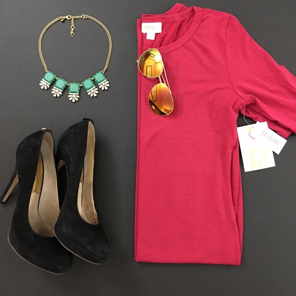 LuLaRoe Dresses & Skirts - LulaRoe Red Raspberry Julia Solid Dress