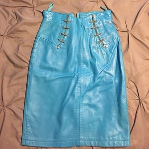 Leather sky blue skirt