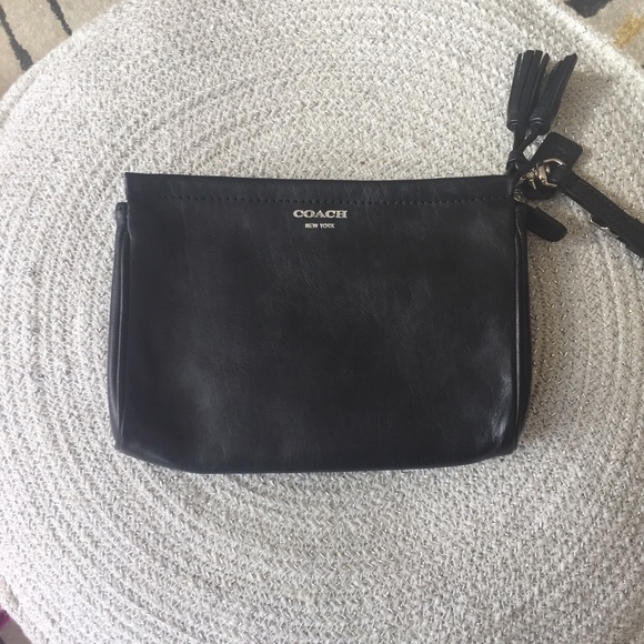 Coach Handbags - Coach Black Leather Wristlet with Tassel