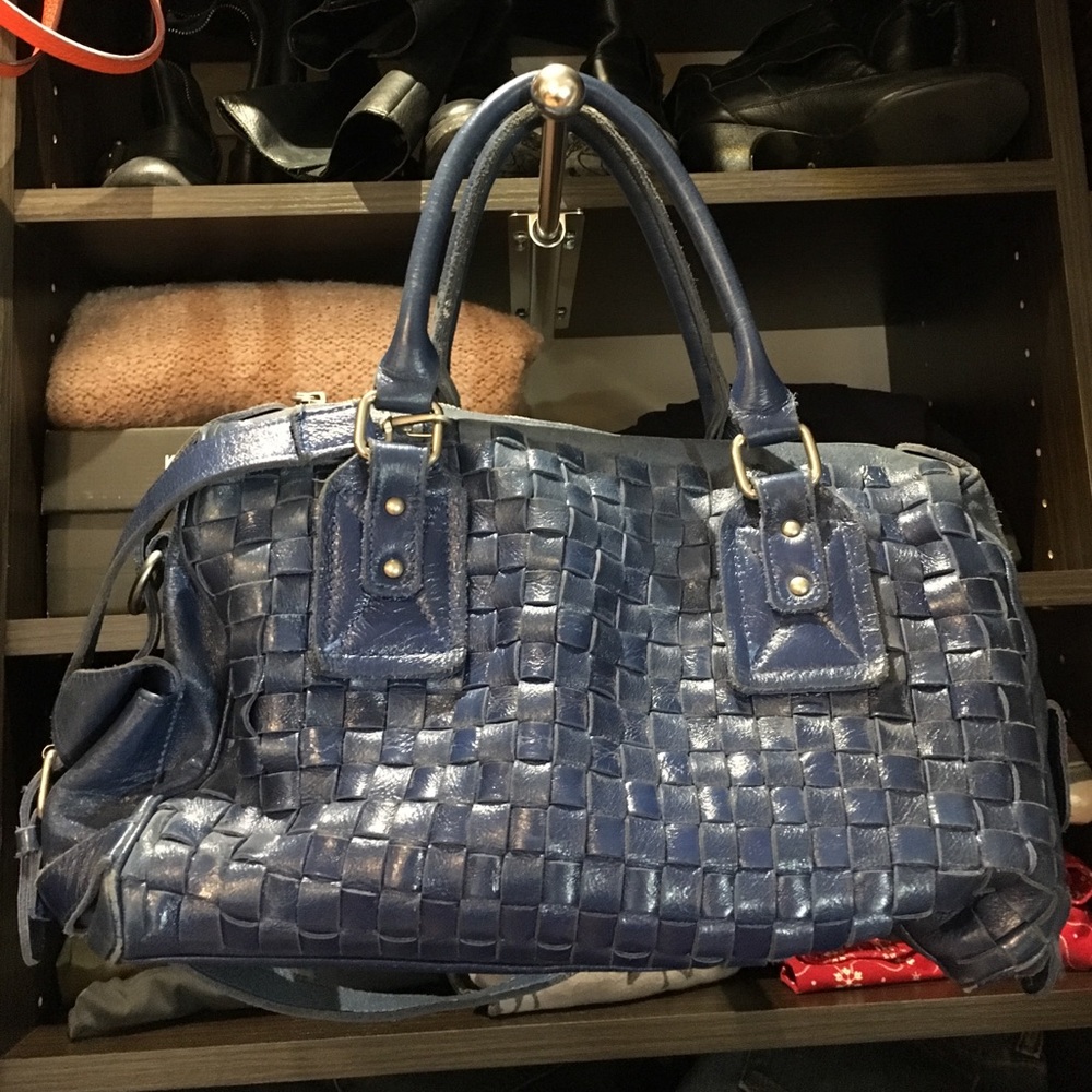 Beautiful blue leather Toto satchel.