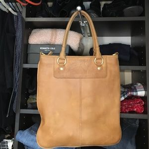 Brown soft-leather tote. Purchased at JCrew.