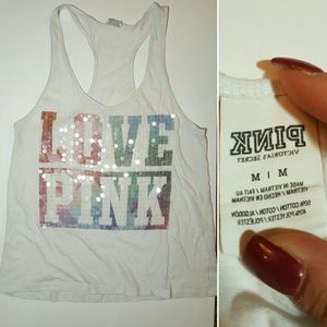 LOVE PINK by VS Sequin Racerback Tank Top ~ M
