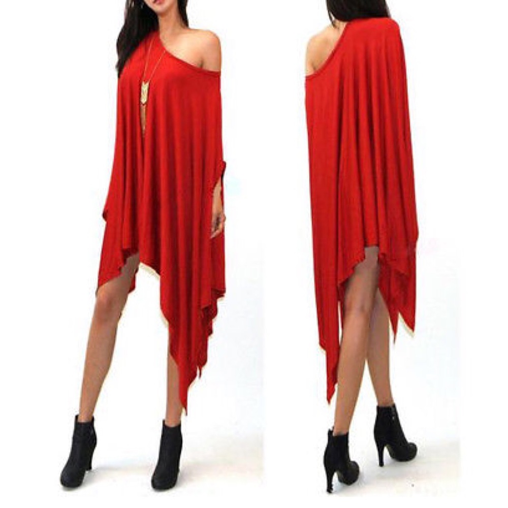 LAST1⏰Red Tunic Poncho - Picture 1 of 1