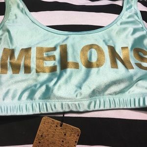 Metallic sports bra top.
