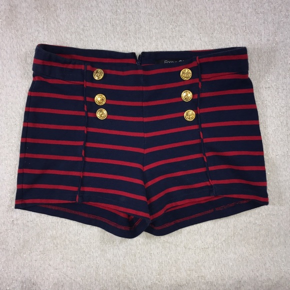 Forever 21 Pants - Red and navy high waist sailor shorts