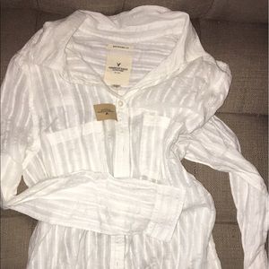 BRAND NEW White flannel top boyfriend fit
