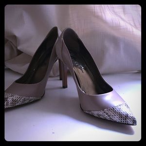 Lanvin nude pumps with snakeskin details