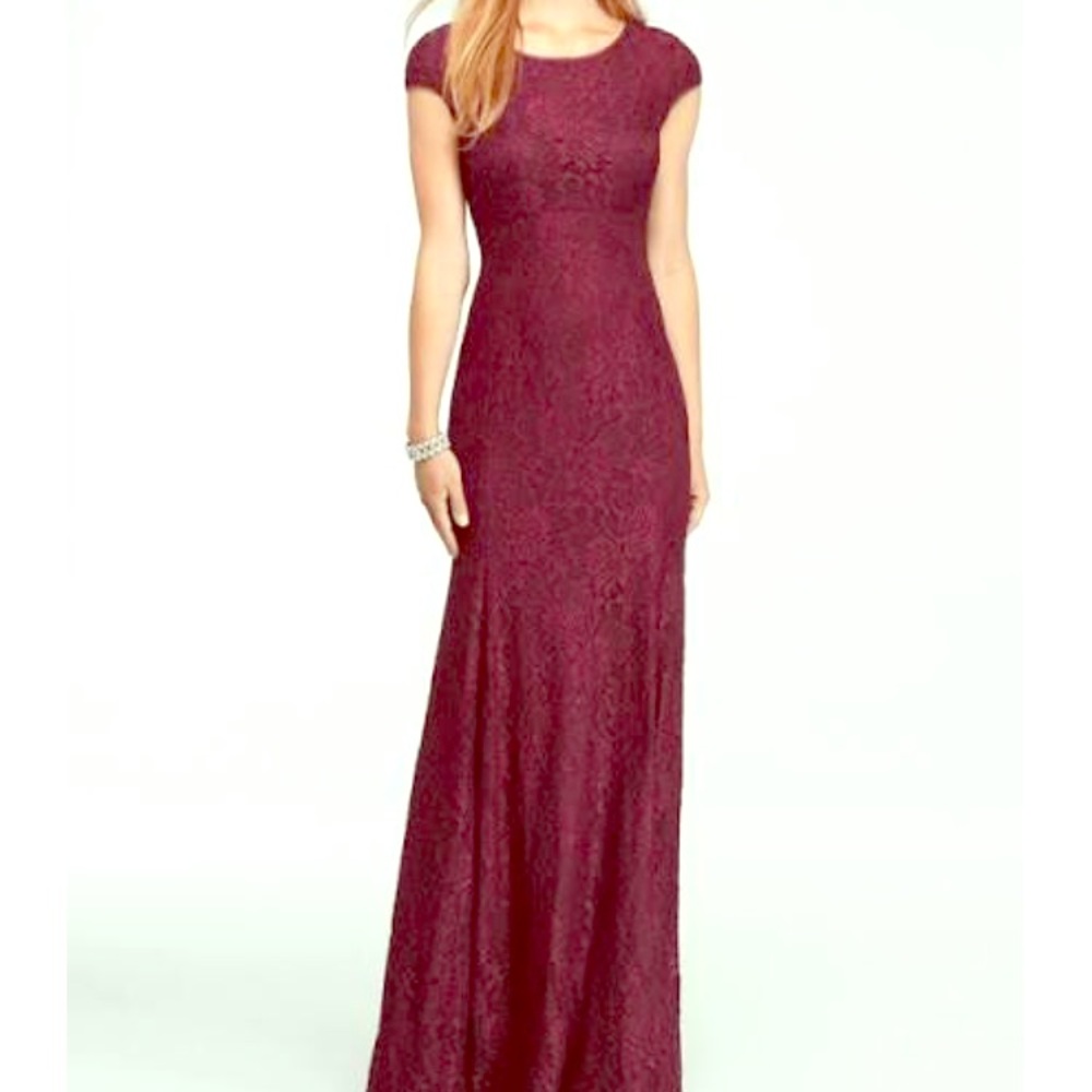 Davids bridal wine colored lace dress
