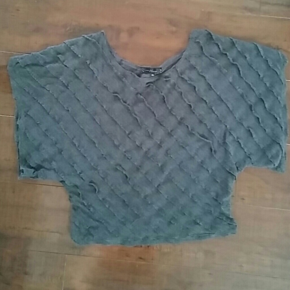 Gray Ruffled Top