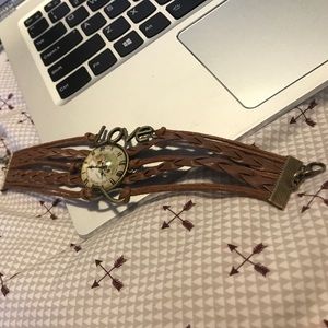 Infinity Charm Love Weave Leather Watch Bracelet