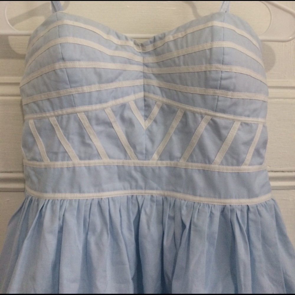 Modcloth Sunny Girl Strapless Blue Dress Sz Large