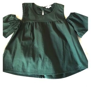Hunter Green cold shoulder top