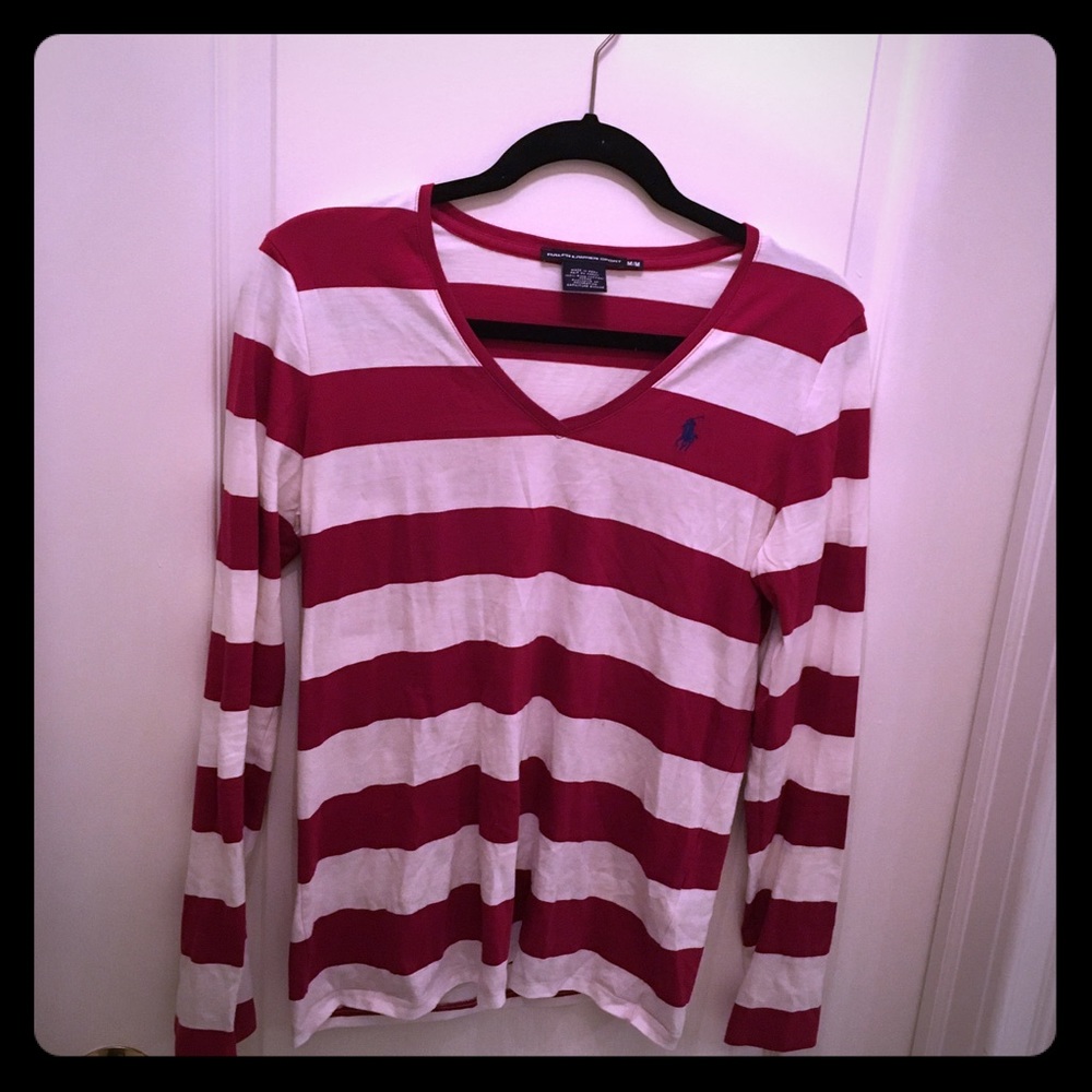 Ralph Lauren striped v neck long sleeve shirt