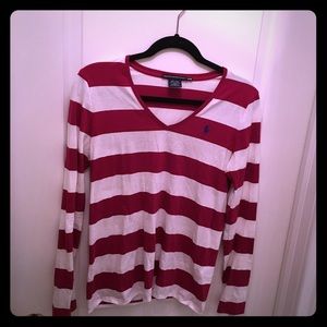Ralph Lauren striped v neck long sleeve shirt