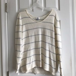Old navy white with grey stripes sweater size L