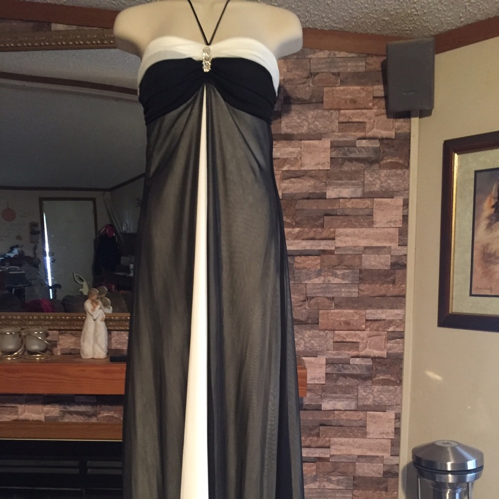 Military ball/ prom dress black/white with jewels