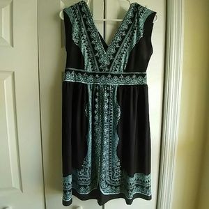 Teal & Black dress 8 PETITE