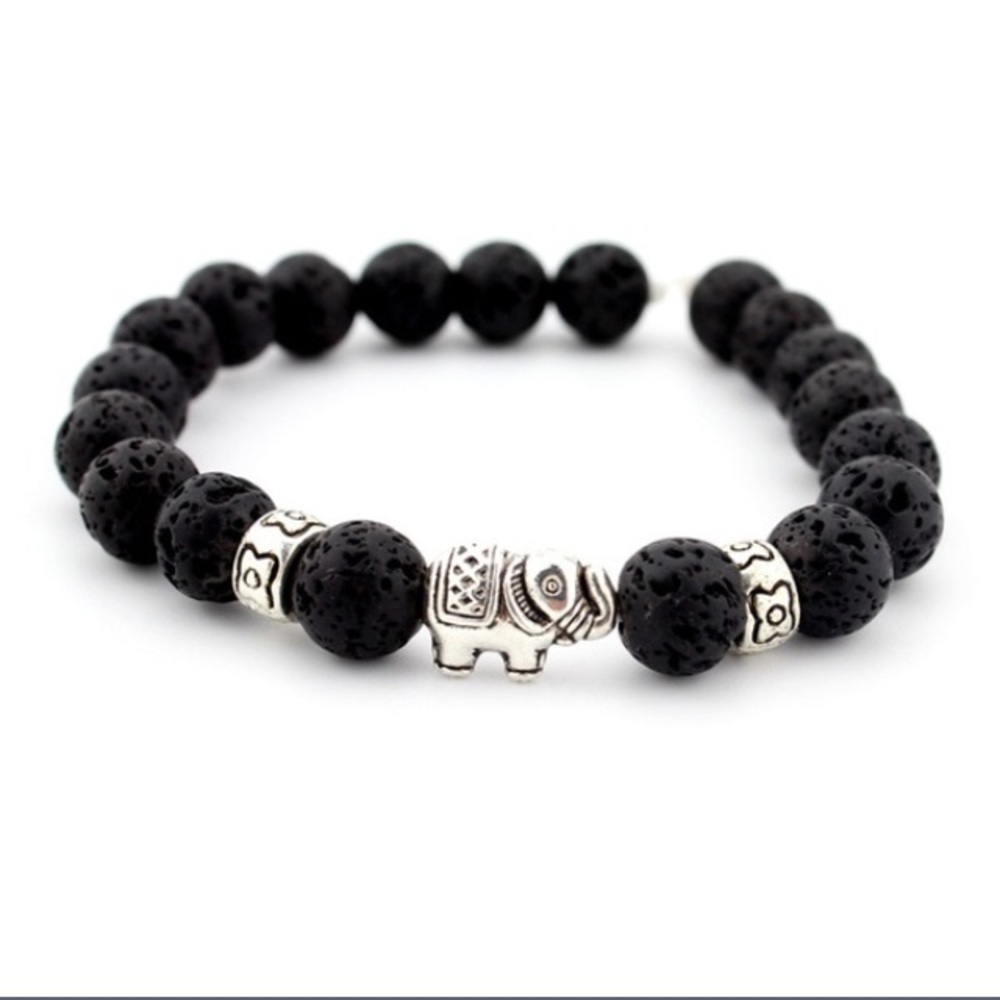 DIFFUSE ON THE GO! Lava Stone Bracelet w/Elephant