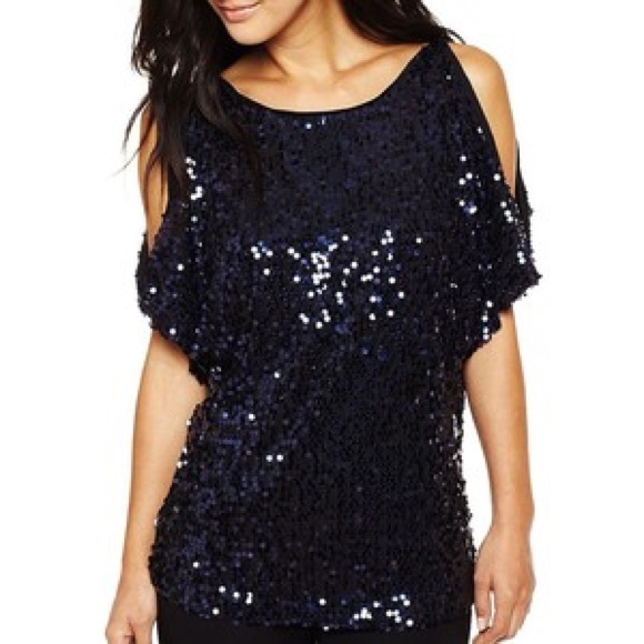 cold shoulder glitter tops