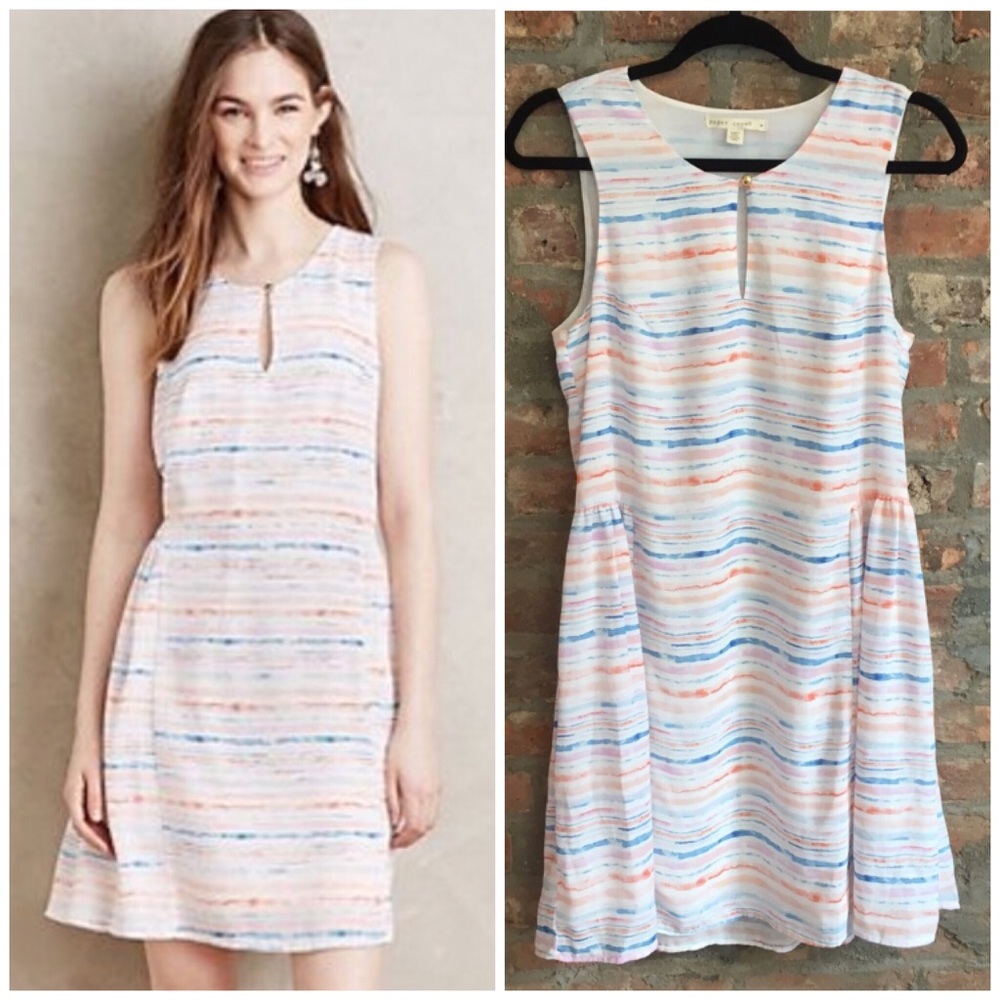 ✨ Anthro Watercolor Stripe Swing Dress - Picture 1 of 4