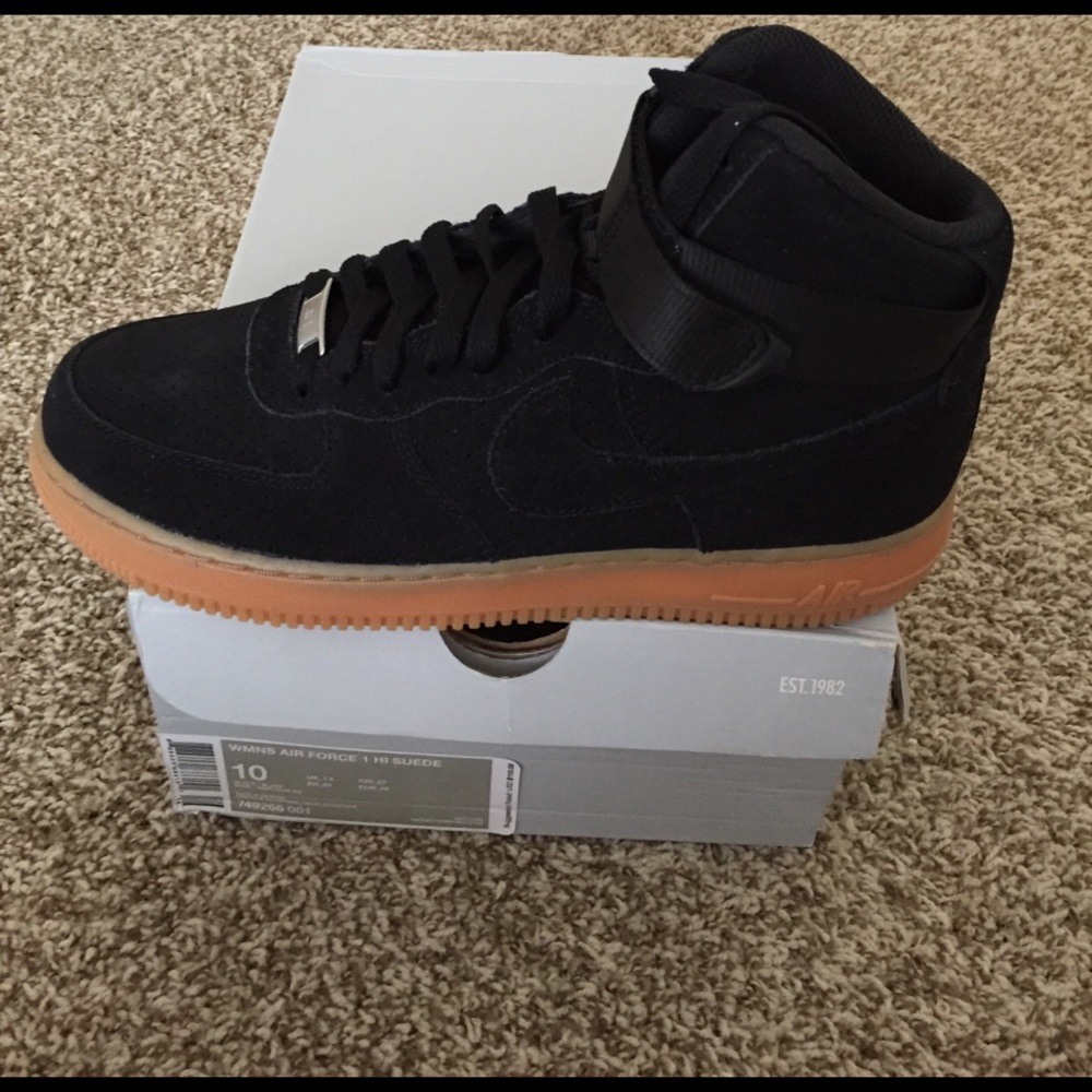 BRAND NEW Nike high top black suede Air Force 1's