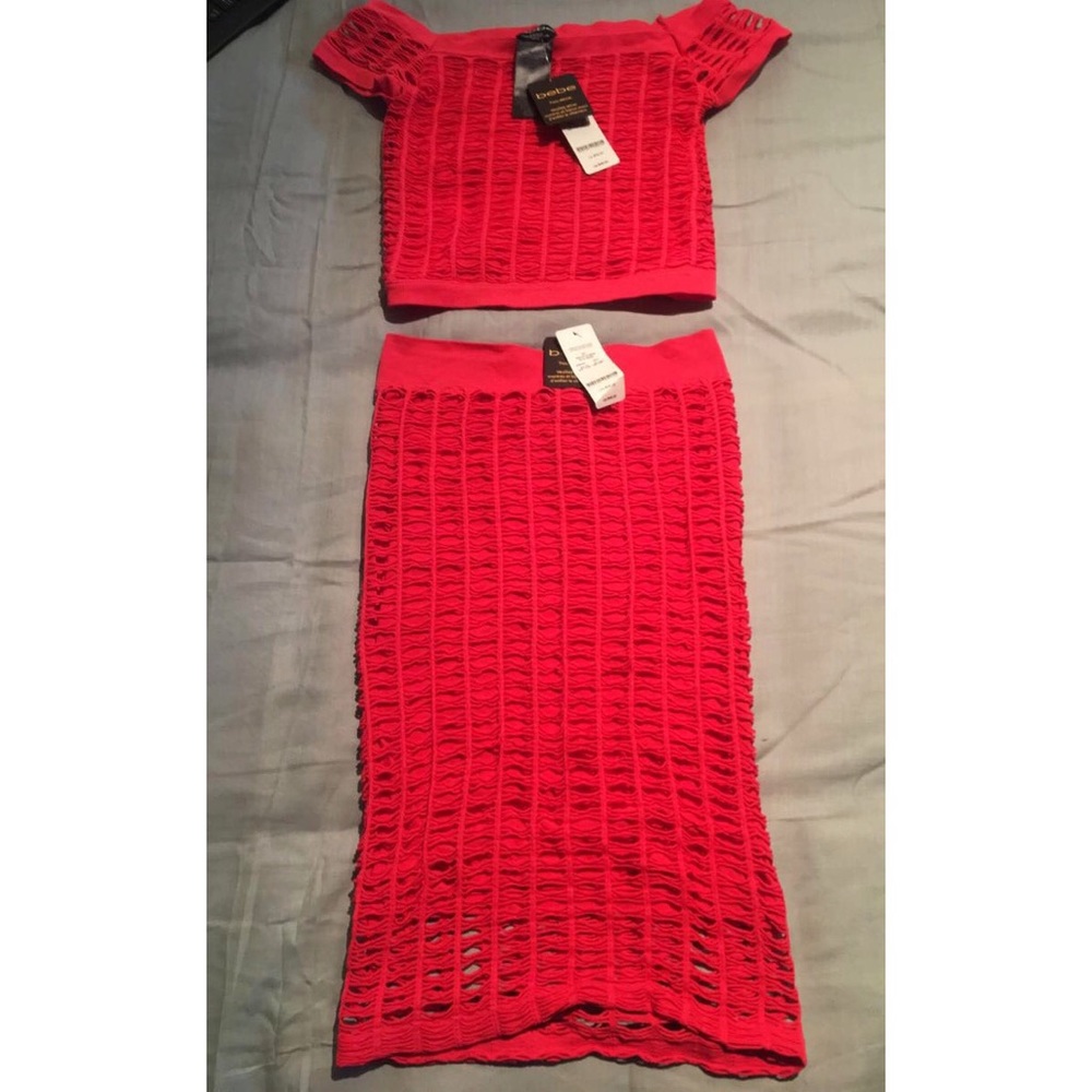 NWT Bebe Stretch Bodycon Two Piece Set