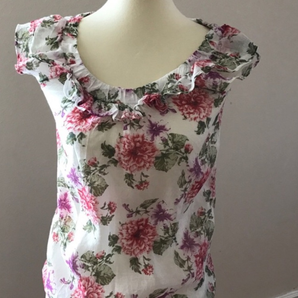 ARKITECT Floral Ruffled Sheer Blouse