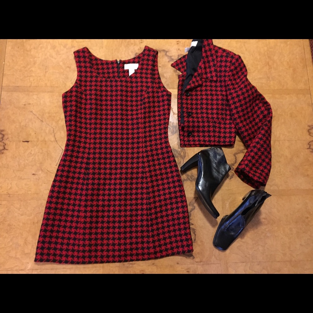 Vintage 80's red and black  Mini set Dress /coat